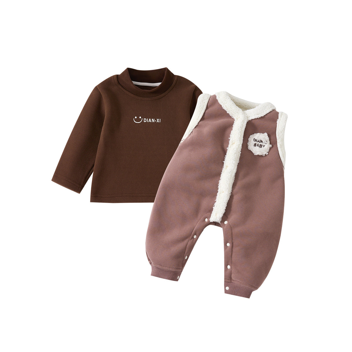 Thickened Onesie Set Baby Crawling Suit Base Layer Warm Two-Piece Set