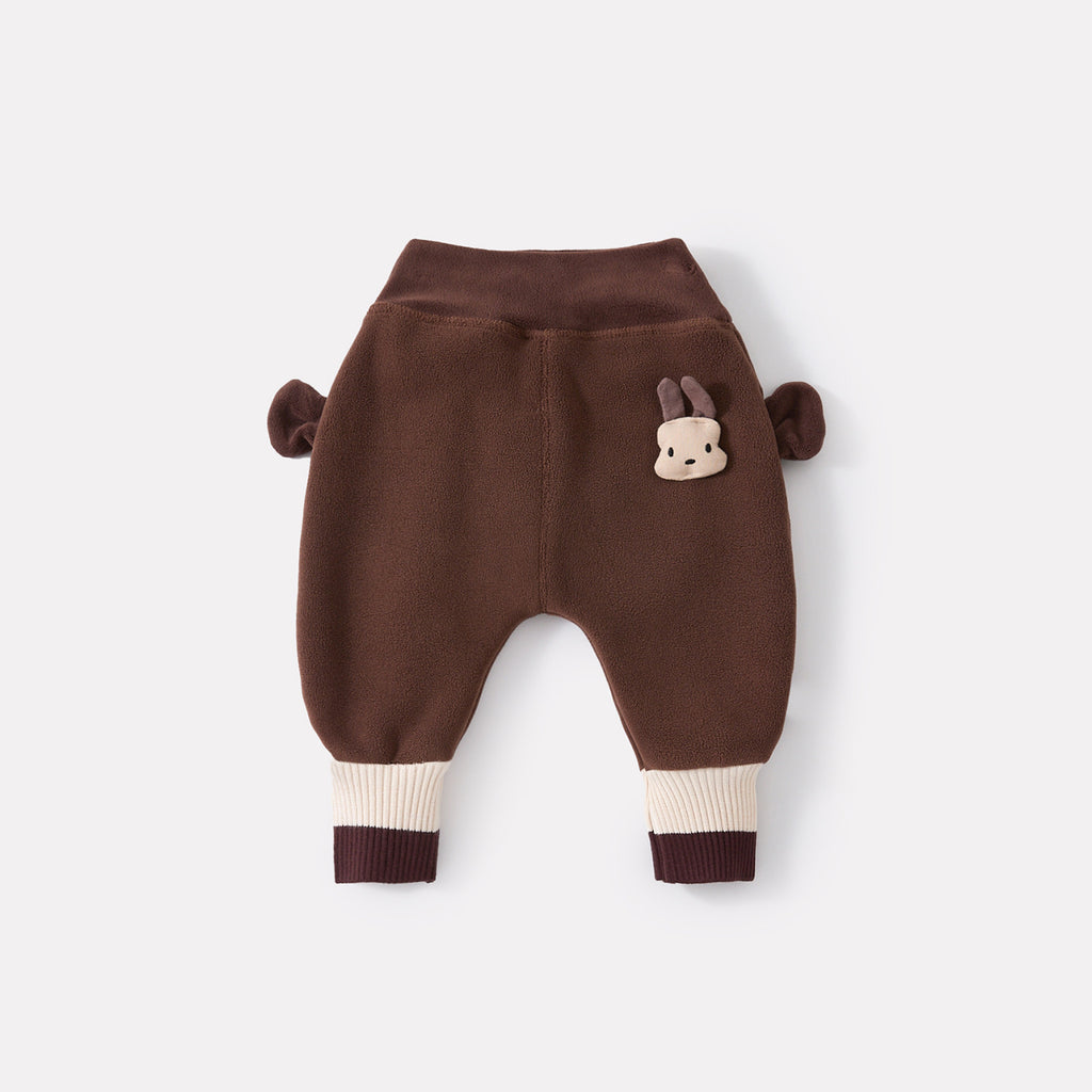 Thickened Fleece Baby Pants with Cartoon Print, Casual and Versatile for Toddlers