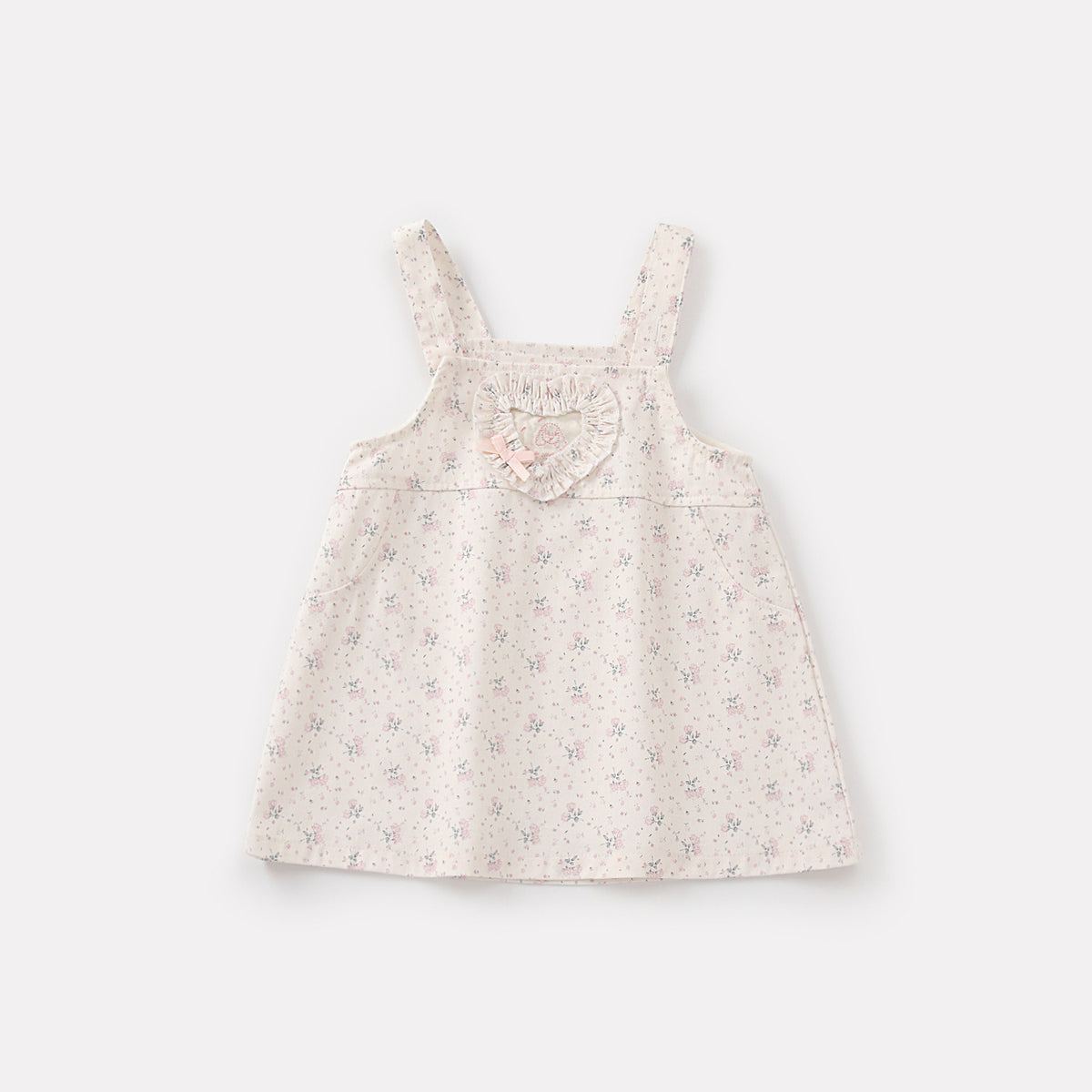 Print Overalls Dress Set for Baby Girls Two-Piece Outfit with Dress and Bodysuit
