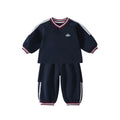 Toddler Ribbon Sport Suit for Boys, Letter Print Top with Casual Pants
