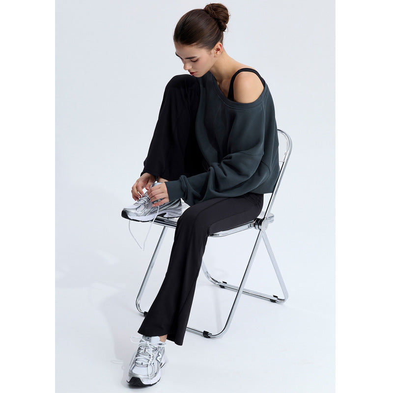 Sexy Backless Long Pants Bodysuit Yoga Set Slim Seamless Flared Leggings Sports Bodysuit