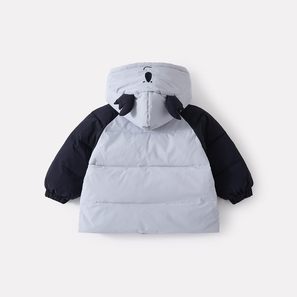 Baby Hooded Cotton Suit Set, Baby Patchwork Cotton Coat with Fleece Lined Thick Pants Two-Piece Set