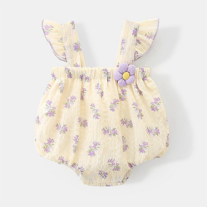 Baby Girl Sleeveless Romper, Newborn Infant Triangular Bodysuit, Lightweight Onesie