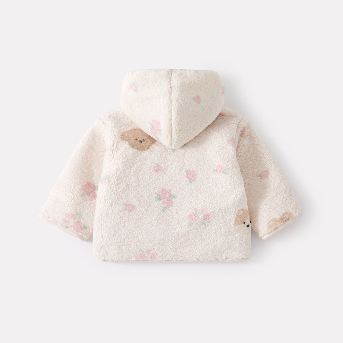 Cute Baby Thermal Hooded Cardigan and Pants Set, Thickened One-Piece Warm Outwear for Girls