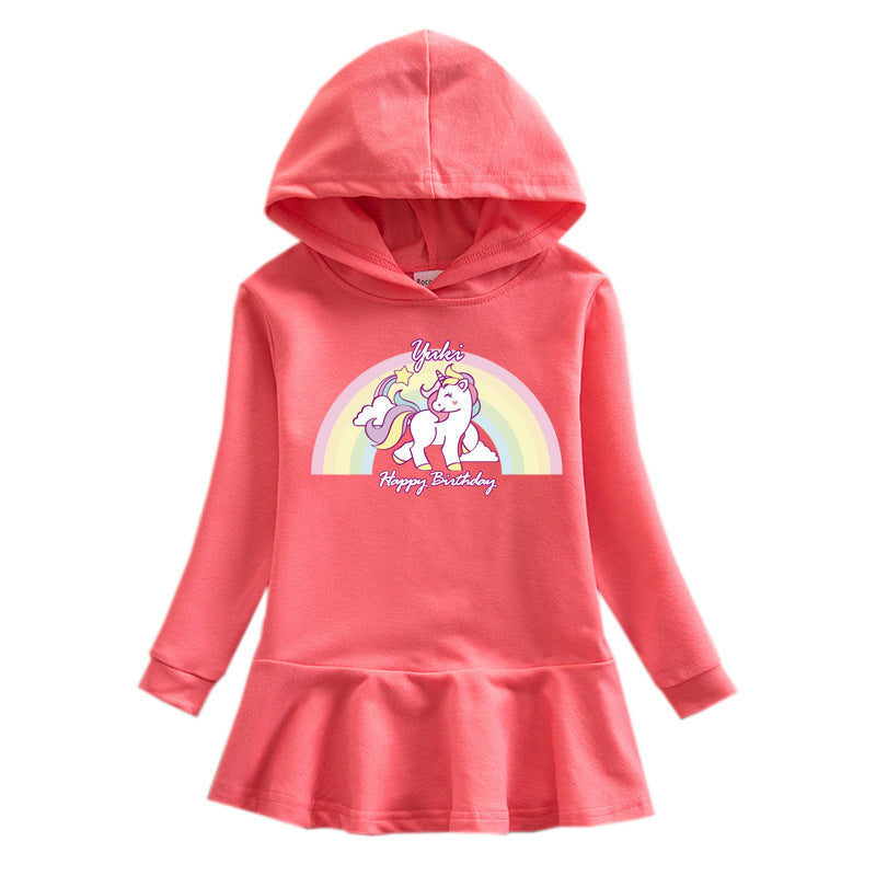 Girl hooded hoodie dress unicorn