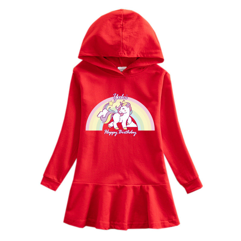 Girl hooded hoodie dress unicorn