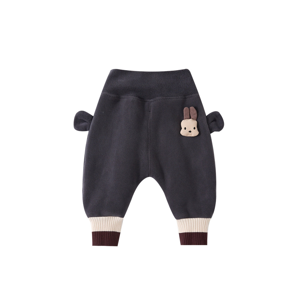 Thickened Fleece Baby Pants with Cartoon Print, Casual and Versatile for Toddlers