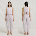 Cotton Moisture-Wicking Yoga Jumpsuit with Back Split, Tank Top and Long Pants, Relaxed Fit One-Piece Activewear Set