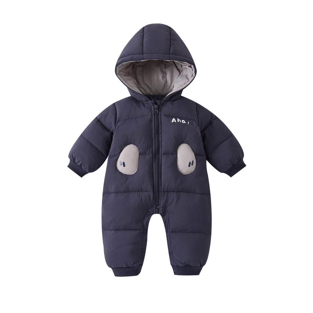 Cute Panda Hooded Onesie for Babies Quilted Thick Warm Long Baby Romper