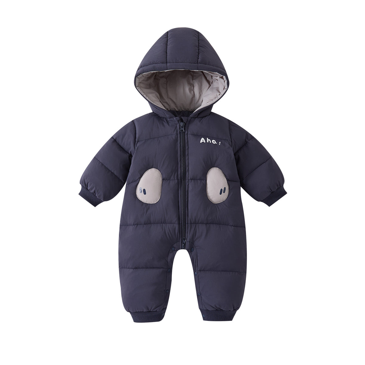 Cute Panda Hooded Onesie for Babies Quilted Thick Warm Long Baby Romper