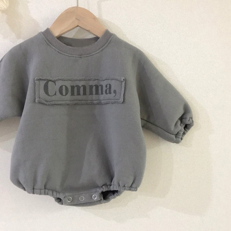 Letter hidden button fleece hoodie long sleeved jumpsuit