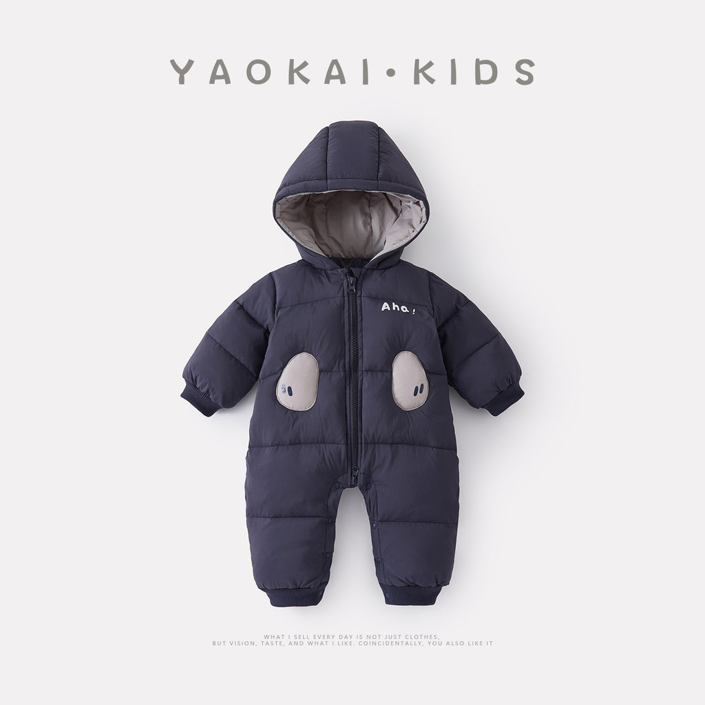 Cute Panda Hooded Onesie for Babies Quilted Thick Warm Long Baby Romper