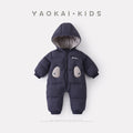 Cute Panda Hooded Onesie for Babies Quilted Thick Warm Long Baby Romper
