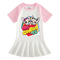 Cartoon half sleeved girls' dress