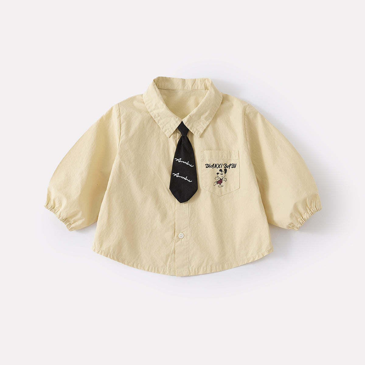 Cartoon Shirt with Tie and Casual Sweatpants Two-Piece Set