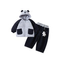 Baby Hooded Cotton Suit Set, Baby Patchwork Cotton Coat with Fleece Lined Thick Pants Two-Piece Set