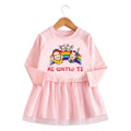 Girls' dress cartoon long sleeved mesh