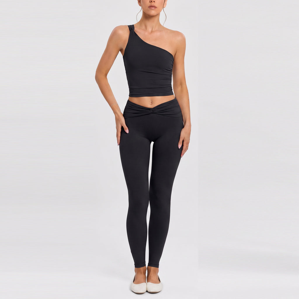 New Yoga Wear Set for Women, Cloud-like Fabric, Sports Crop Top and Long Pants Two-Piece Set, Lightweight Luxury Casual Versatile Fitness Outfit