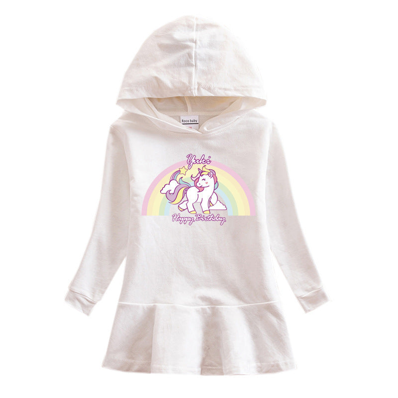 Girl hooded hoodie dress unicorn