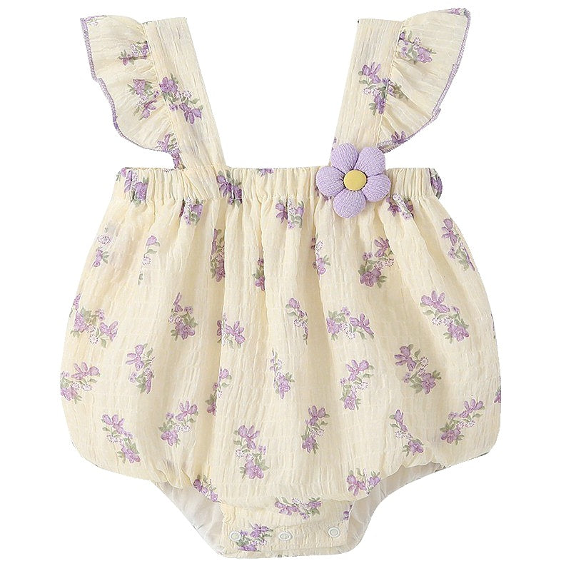 Baby Girl Sleeveless Romper, Newborn Infant Triangular Bodysuit, Lightweight Onesie