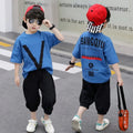 Children's Short Sleeve Set, Cool Boys' Casual T-Shirt, Medium to Large Kids' Sporty Two-Piece