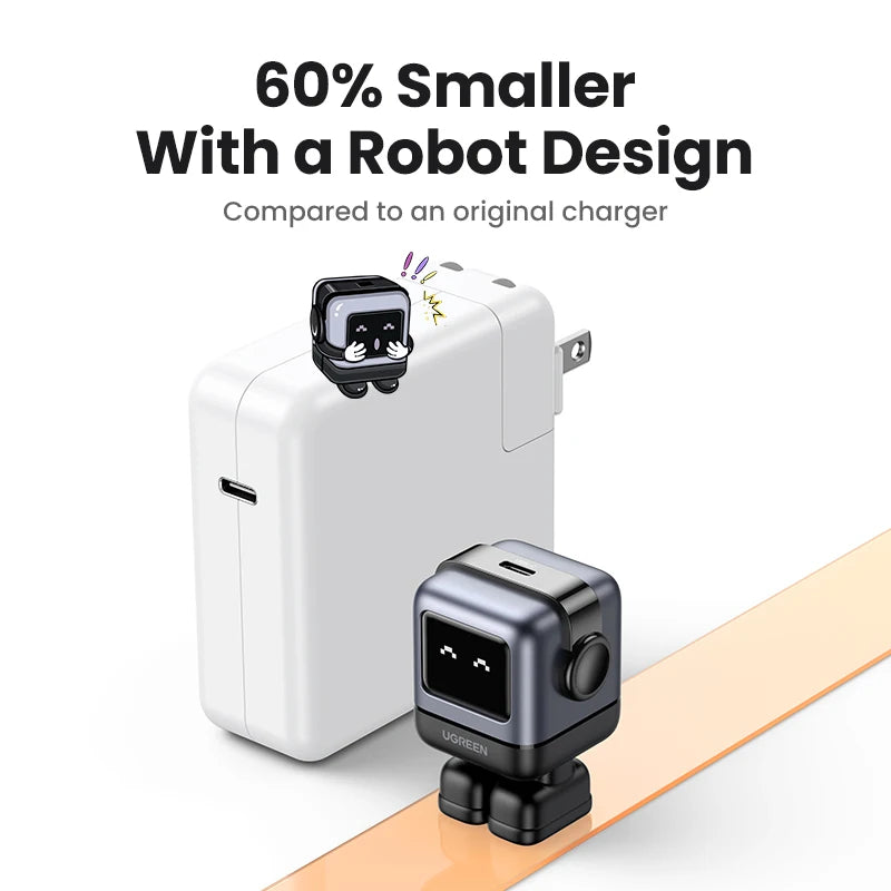 【US Plug】UGREEN 30W 65W GaN Charger Robot Design PD3.0 Fast Charger PPS for iPhone 17 16 Macbook Laptops Samsung XiaomiTablets