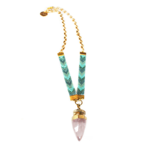 St Tropez Crystal Quartz Necklace - Blue