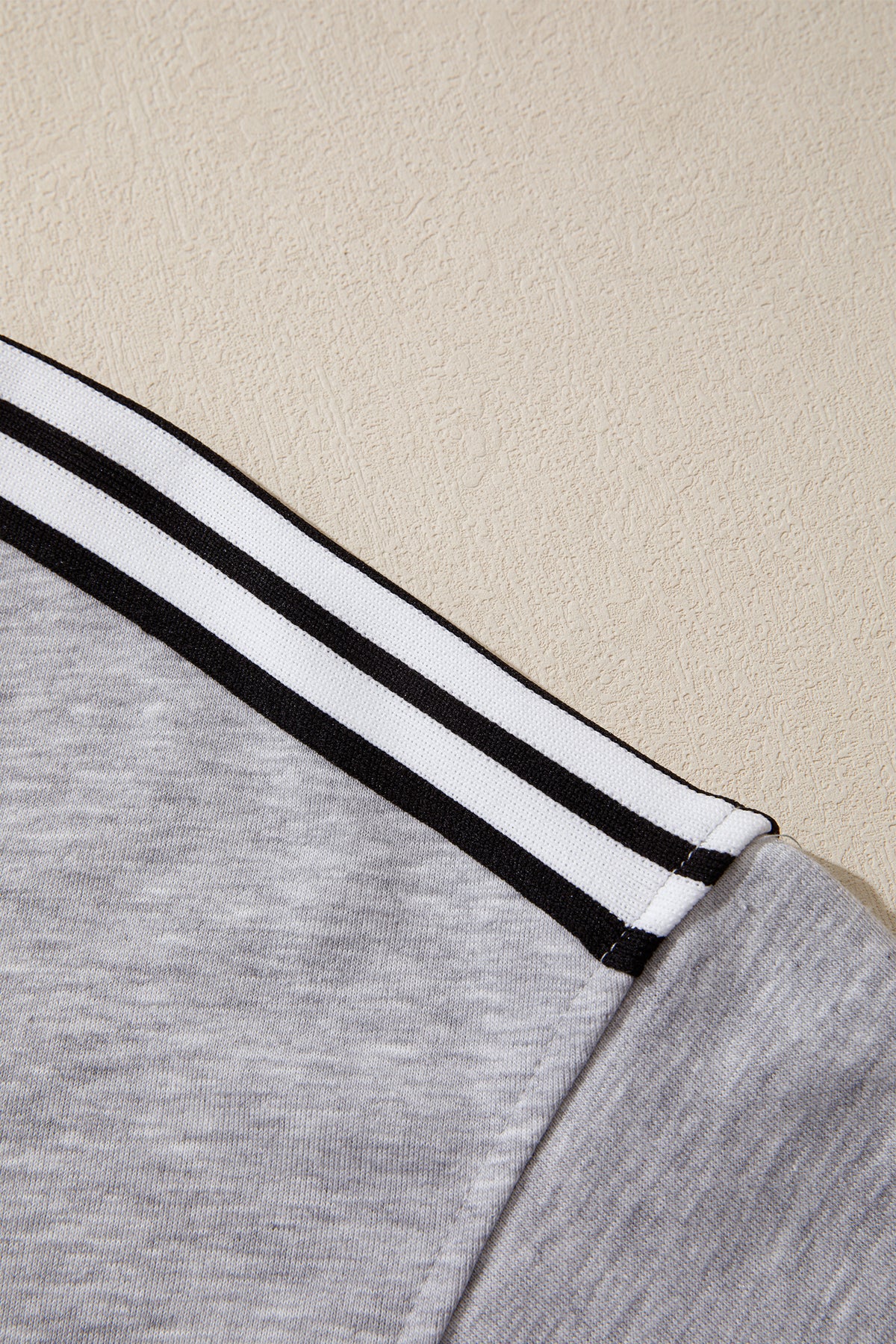 Light Grey Patchwork Detail Raw Edge Oversize Tee