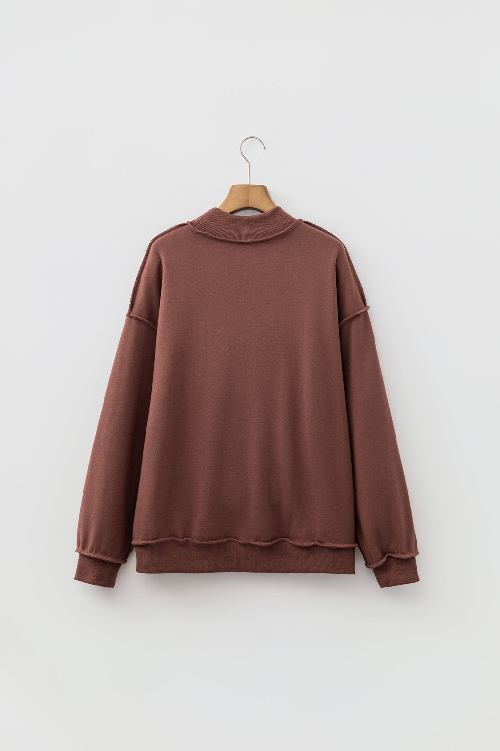 Bright Green Oversize Drop Shoulder Reversible Mock Neck Sweatshirt
