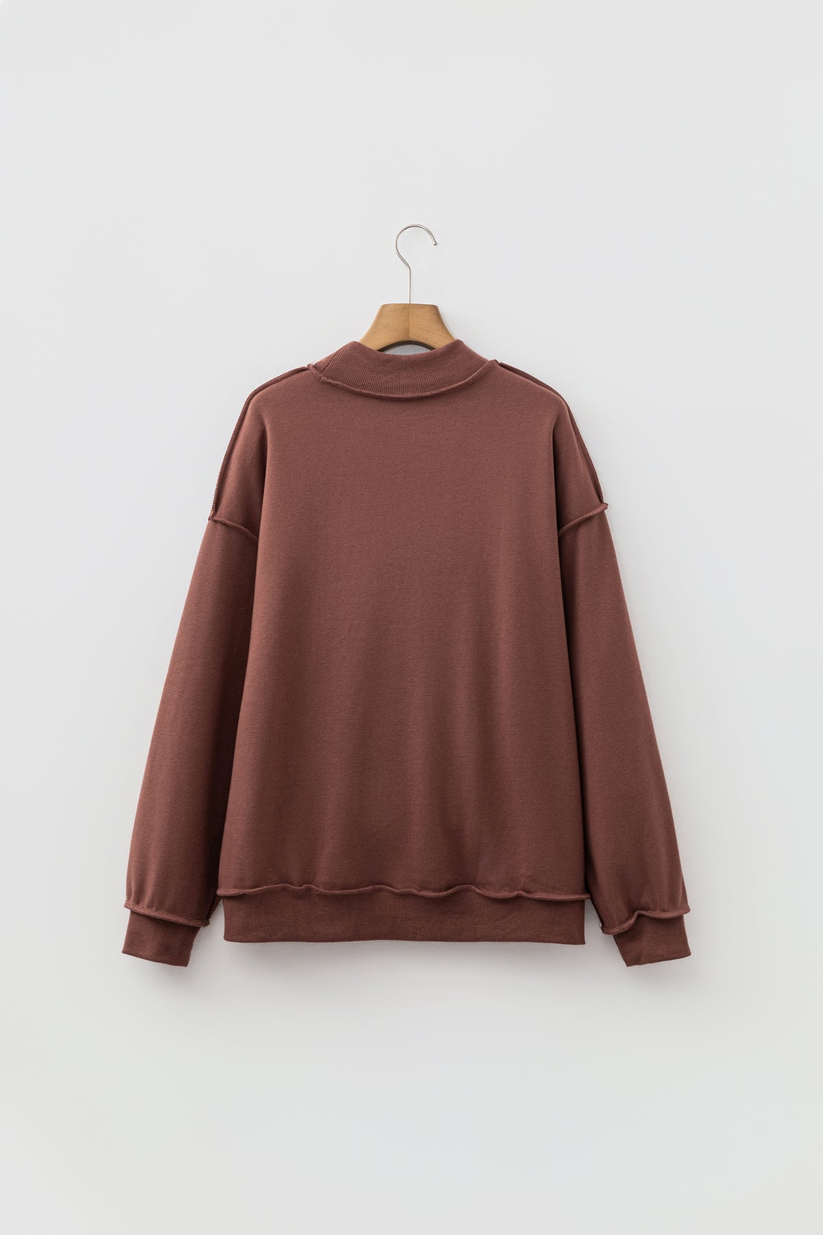 Bright Green Oversize Drop Shoulder Reversible Mock Neck Sweatshirt