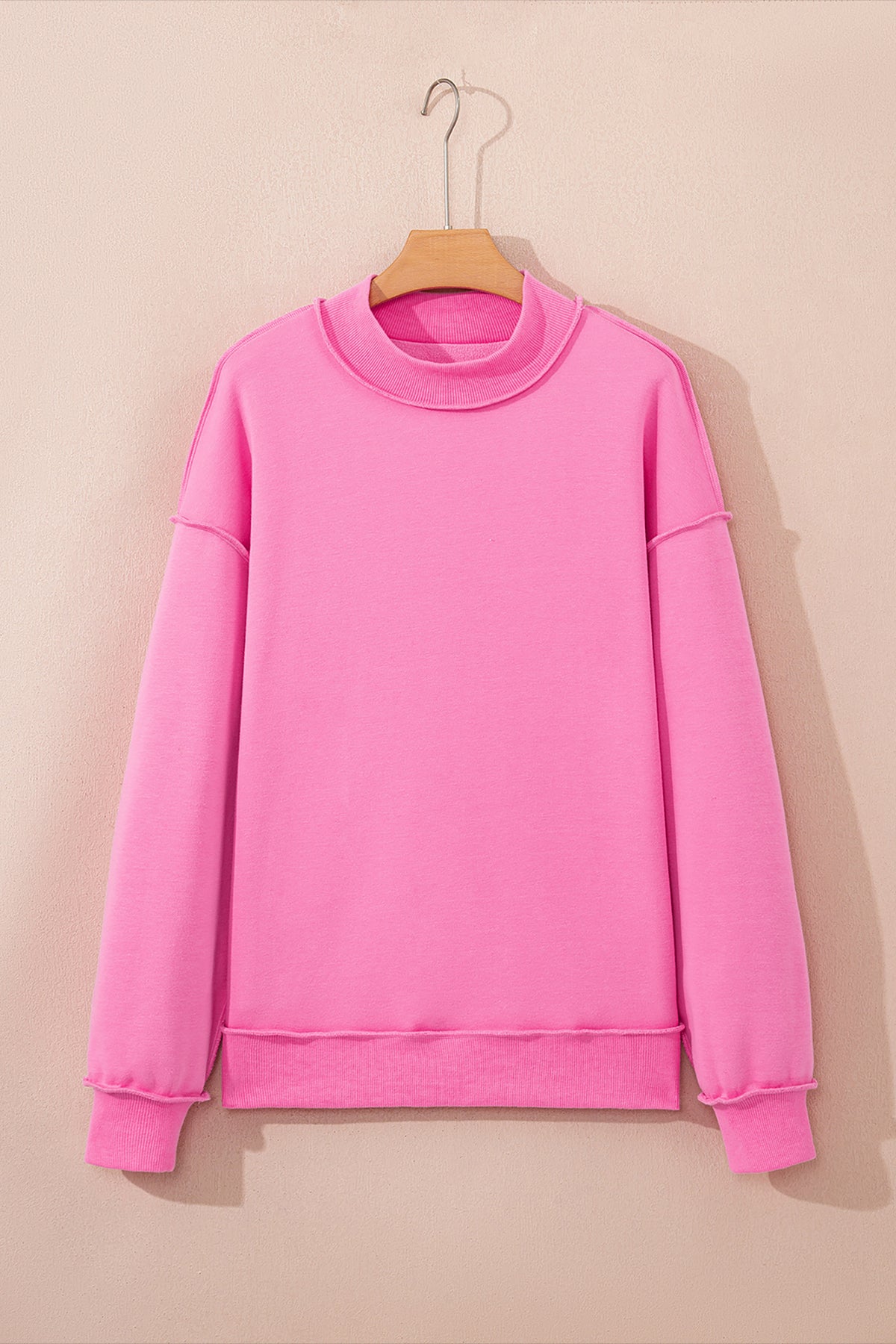 Bright Green Oversize Drop Shoulder Reversible Mock Neck Sweatshirt
