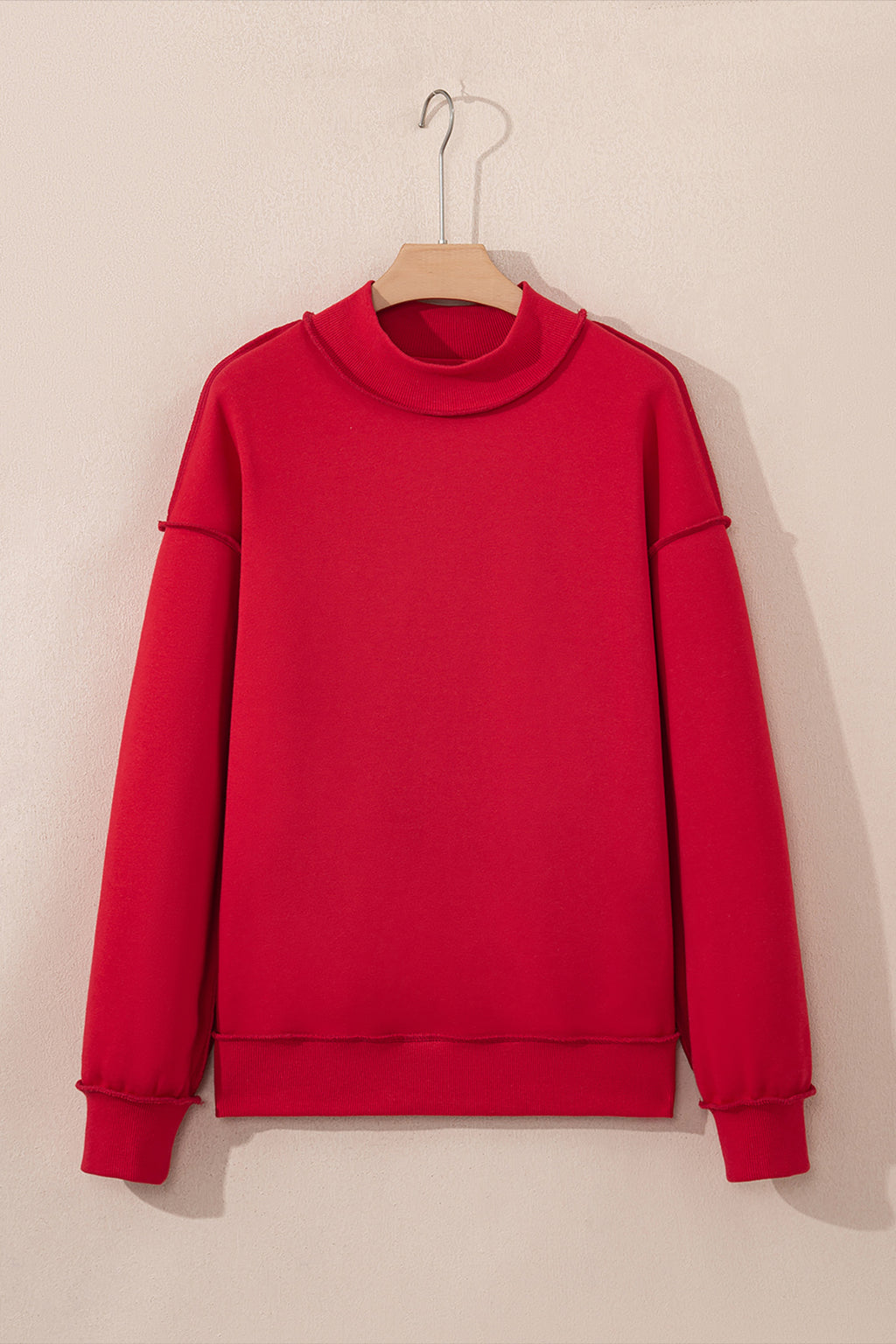 Bright Green Oversize Drop Shoulder Reversible Mock Neck Sweatshirt
